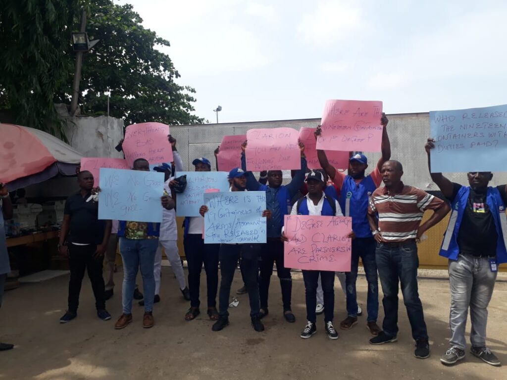 NAGAFF pickets Clarion terminal over illegal detention of 14 vehicles, 19 missing containers