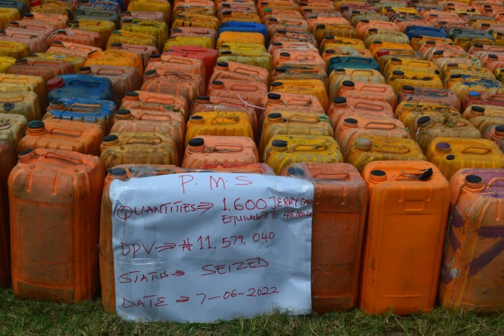 Seme Customs intercepts 10 tanker loads of smuggled petrol in Lagos